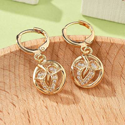 Серьги-кольца из латуни с микропаве из прозрачного кубического циркония для женщин EJEW-G428-24G-03-1