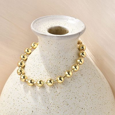 Браслеты из латуни с шариковой цепочкой для женщин BJEW-G676-01C-G-1