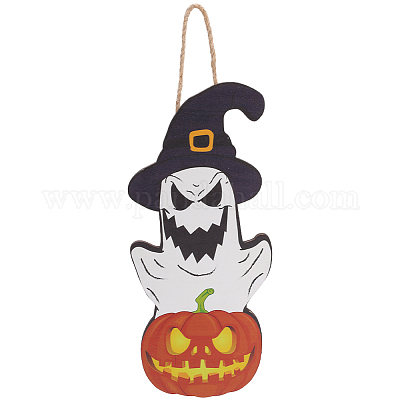 Деревянные подвесные украшения на тему Хэллоуина HJEW-WH0043-56-1