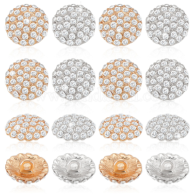 16 шт. 2-цветные пуговицы с тремя отверстиями из сплава со стразами на ножке BUTT-GA0001-17-1