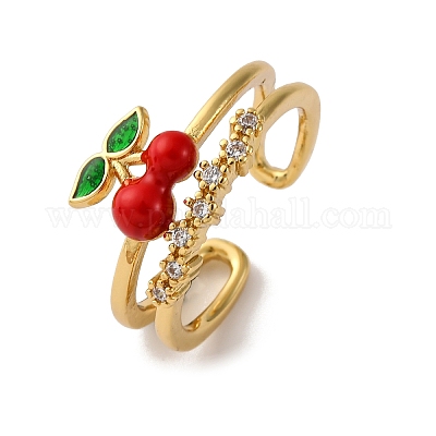 Латунные микропаве кубические цирконии регулируемые открытые манжеты кольца для женщин RJEW-U057-17C-G-1