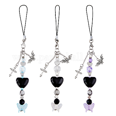 Подвески из акрила и сплава и латунные бусины для мобильных устройств HJEW-AB00180-1