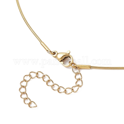 Ожерелья-змейки из фарфора с круглыми бусинами ручной работы из нержавеющей стали 304 с цветочным принтом NJEW-JN05361-1