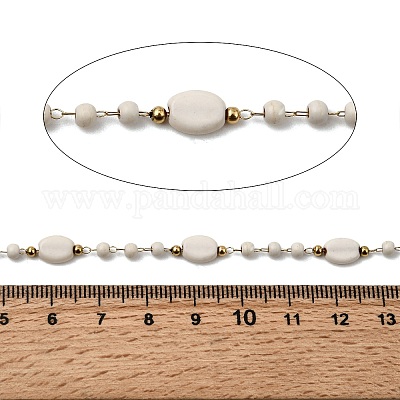 Цепи овального звена из синтетической бирюзы ручной работы из нержавеющей стали 304 CHS-L032-06G-03-1