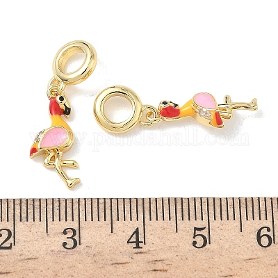 Европейские подвески в форме фламинго из латуни с цветной эмалью KK-L256-34G-1
