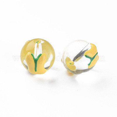 Прозрачные стеклянные эмалевые бусины GLAA-N049-019-1