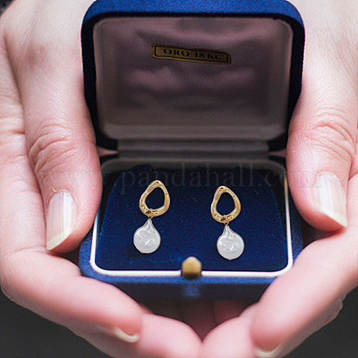 1 пара сережек-гвоздиков с ракушками и жемчугом EJEW-FI0002-18-1