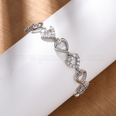 Латунные браслеты с микропаве из прозрачных кубических цирконий для женщин BJEW-D342-03P-1