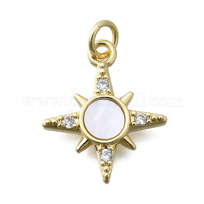 Латунные подвески с микропаве из прозрачных кубических цирконий в форме одноконечной звезды KK-V010-23G-1