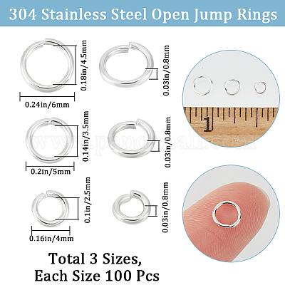 300 шт. 3 стиля соединительных колец из нержавеющей стали 304 STAS-BBC0004-97-1