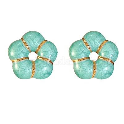 Серьги-гвоздики с эмалированными цветами из нержавеющей стали 304 EJEW-Z147-03G-1