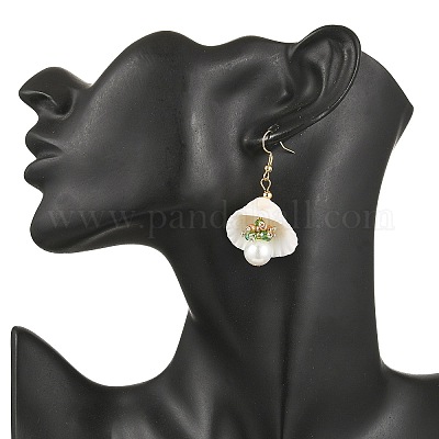 Серьги-ракушки из нержавеющей стали 304 с круглыми подвесками EJEW-MZ00549-07-1