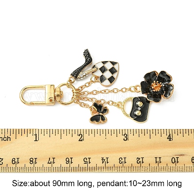 Подвеска из сплава с эмалью «цветок/сумка/сердце» HJEW-FS00025-01-1