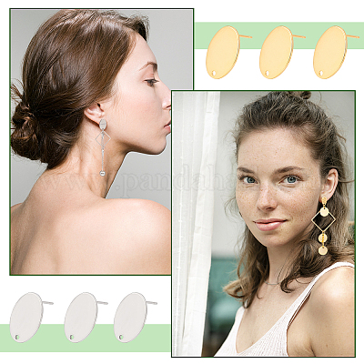 32 шт. 2 цвета 201 нержавеющая сталь фурнитура для сережек-гвоздиков STAS-UN0041-66-1