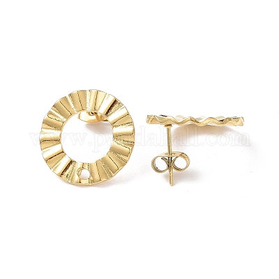 Ионное покрытие (ip) 304 нержавеющая сталь серьги-гвоздики фурнитура EJEW-I285-21G-1