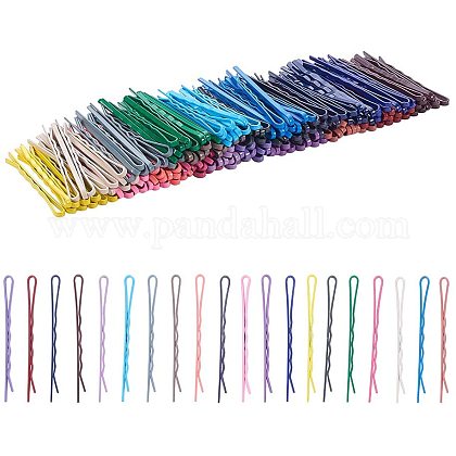 PandaHall Elite 200 pcs 2 Inch Iron Bobby Hair Pins Colorful Hair Styling Clips with Plastic Storage Box for Women Girls PHAR-PH0001-05-1