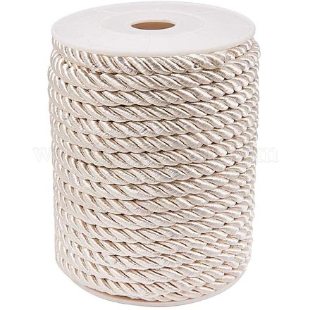 JEWELEADER About 50 Feet Craft Nylon Rope 5mm 3 Ply Twisted Decor Trim Cord Multipurpose Utility Nylon Thread Cord for Jewelry Making Knot Rosaries Upholstery Curtain Tieback - Blanched Almond NWIR-PH0001-07I-1