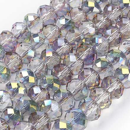 Electroplate Glass Faceted Rondelle Beads Strands EGLA-D020-8x5mm-15-1