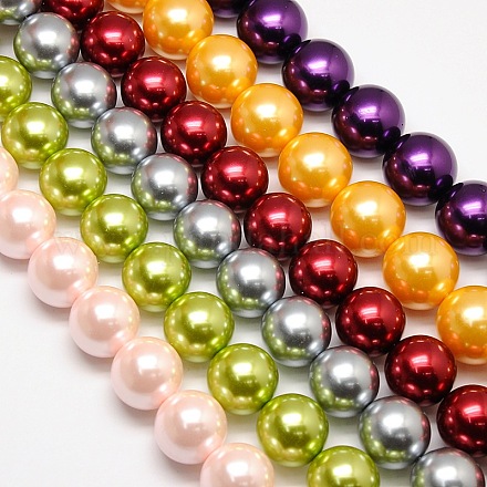 Runde Perlenstränge aus umweltfreundlichem ABS-Kunststoff mit Imitationsperlen aus gefärbtem Glas HY-A005-20mm-M-1