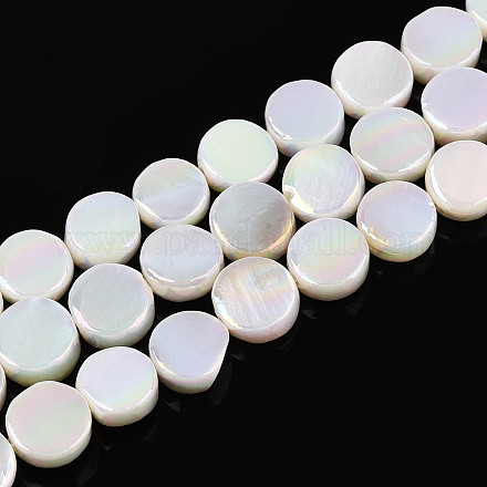 Нити бусин из натуральных пресноводных раковин с гальваническим покрытием SSHEL-T017-31-1