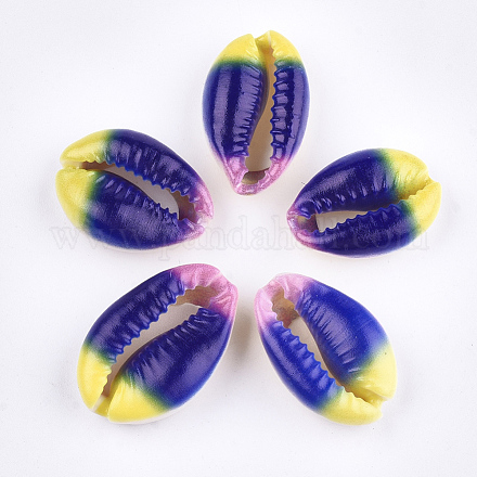 Printed Cowrie Shell Beads SSHEL-T007-14B-1