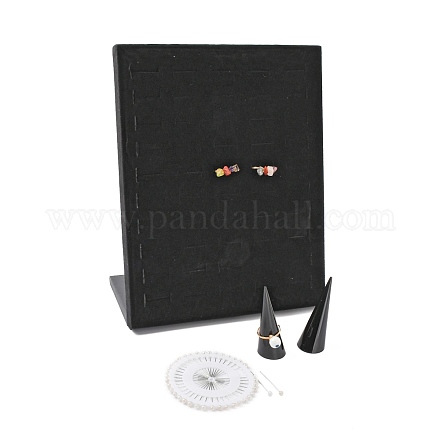 Soportes de exhibición de anillo de dedo de madera pandahall elite 1pc y pantallas de anillo de acrílico 2pcs ODIS-PH0001-46-1