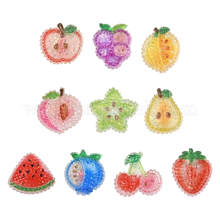 20 шт. 10 стиля вишня/груша/лимон/виноград/черника/персик/яблоко/арбуз/фрукты прозрачная эпоксидная смола декоден кабошоны RESI-FS0001-93-1