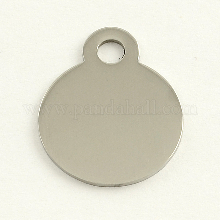 201 pendentifs d'étiquettes vierges rondes plates en acier inoxydable STAS-R064-04-1