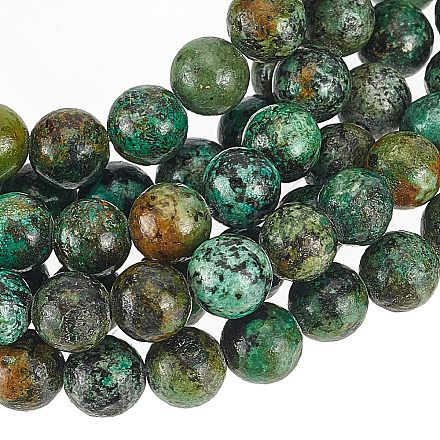 Gomakerer 2 rangs de perles de turquoise africaine naturelle (jaspe) G-GO0007-09-1