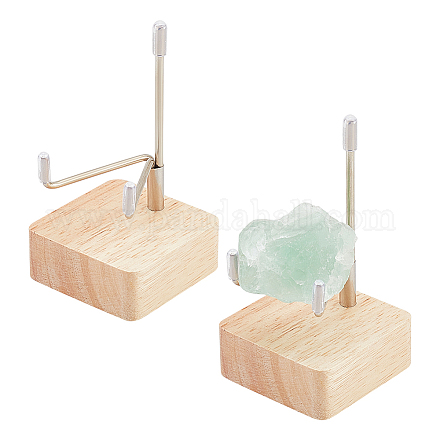 FINGERINSPIRE Adjustable Metal Arms Crystal Display Stand with Wood Base 2x2x3.54inch Silver Iron Arm Gemstone Rock Display Easels Item Stand for Agate Mineral Fossils Art Collections Display ODIS-WH0038-28A-P-1