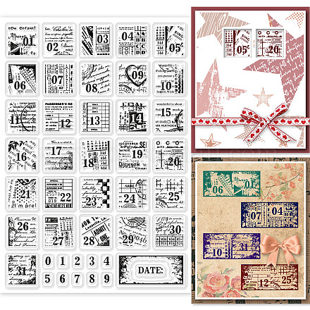 GLOBLELAND Vintage Date Clear Stamps Retro Number Text Background Silicone Clear Stamp Seals for DIY Scrapbooking Journals Decorative Cards Making Photo Album DIY-WH0167-57-0485-1