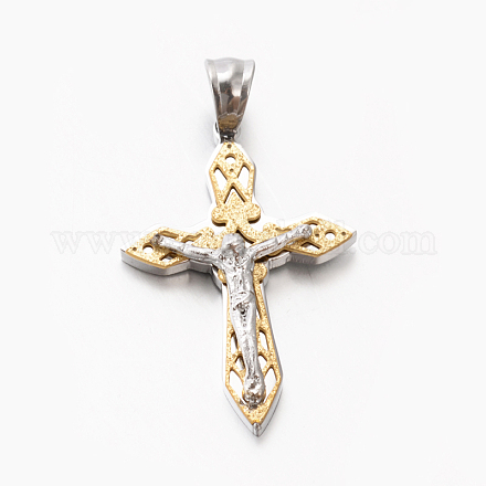 Thème de pâques femmes hommes 201 pendentifs croix crucifix en acier inoxydable STAS-F010-46G-1
