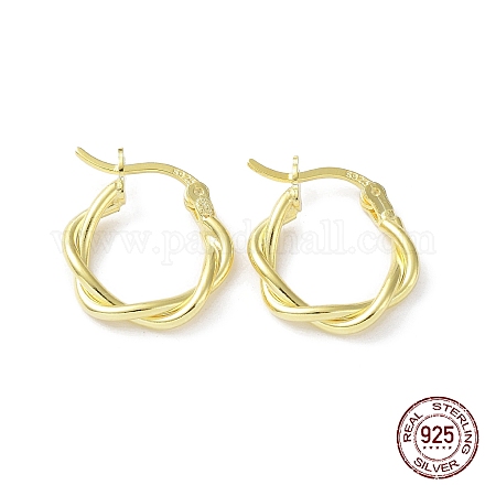 925 Sterling Silver Hoop Earrings EJEW-K258-15B-G-1