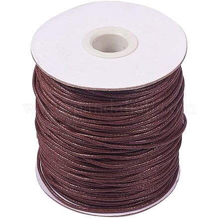 JEWELEADER About 100 Yards Round Waxed Cotton Cord 1.5mm Macrame Craft DIY Thread Rattail Beading String for Jewelry Making Chinese Knotting Kumihimo Friendship Bracelets Saddle Brown YC-PH0002-13-1