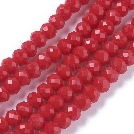 Faceted Solid Color Glass Rondelle Bead Strands GLAA-Q044-8mm-24-1