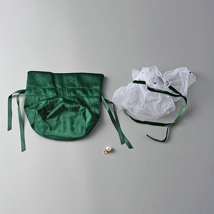 Подарочные пакеты на шнурке из бархата ABAG-WH0047-03-1