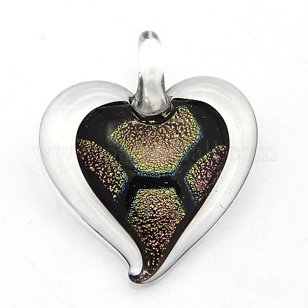 1Box Handmade Dichroic Glass Heart Pendants DICH-X028-02-1