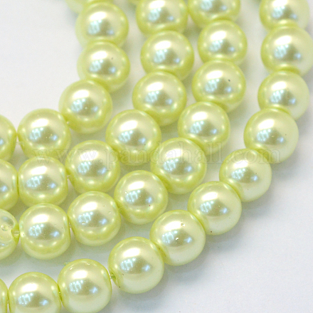 Cottura dipinto di perle di vetro perlato fili di perline rotondo X-HY-Q330-8mm-46-1
