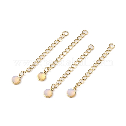 Ионное покрытие (ip) 316 хирургическая нержавеющая сталь удлинитель цепи панциря с опаловым круглым шармом STAS-A097-01G-05-1