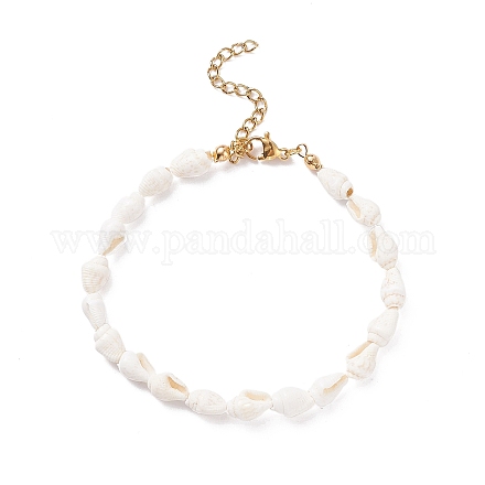 Bracelet en perles de coquillage naturel X-BJEW-JB08162-1