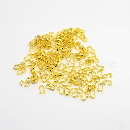 鉄のクイックリンクコネクター  チェーンパーツ  ナンバー3形の留め金  ゴールドカラー  長さ7.5~8mm  4 mm幅  厚さ1~2mm E030Y-NFG-1