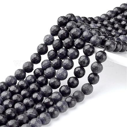 Natural Black Stone Beads Strands G-G542-10mm-04-1