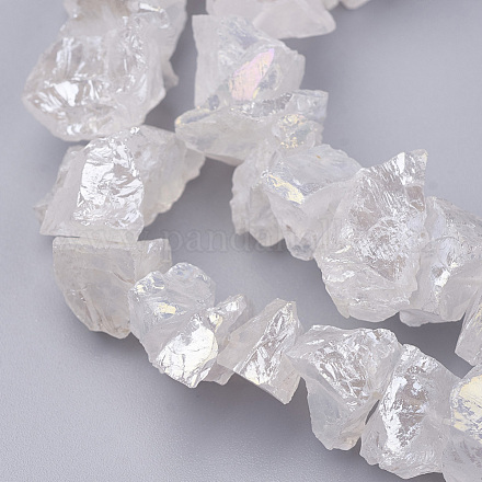 Hebras de cuentas de cristal de cuarzo natural galvanizado X-G-F336-06A-1