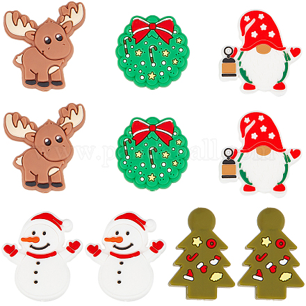 10 шт. 5 стиля рождественской тематики из пищевого экологически чистого силикона фокусные бусины SIL-SC0001-93-1