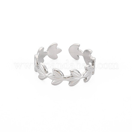 304 anillo de puño abierto de flor de acero inoxidable para mujer RJEW-S405-197P-1