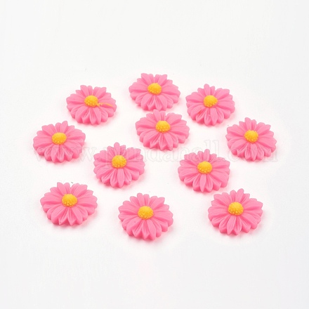 オペーク樹脂カボション  菊の花  ショッキングピンク  22x7mm RESI-H105-10-1