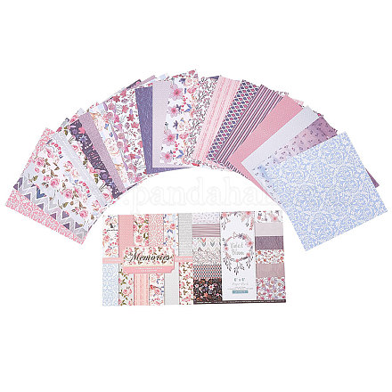 GORGECRAFT 48Pcs 24 Style Scrapbook Paper Pad Flower Pattern Paper Sheets Patterned Cardstock Decorative Origami Craft Scrapbooking Journaling Paper Supplies for Junk Journal Die Cutting 6x6 Inch AJEW-GF0007-20-1