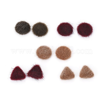 Faux Mink Fur Covered Cabochons WOVE-X0001-21-1