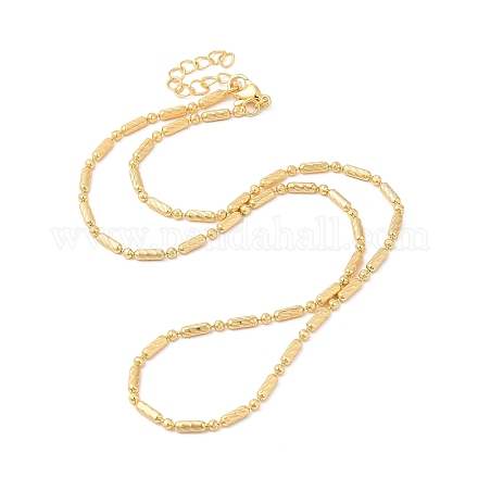 Gestellplattierte Halskette aus Messing mit Säule und Kugelkette für Damen NJEW-F311-06G-1