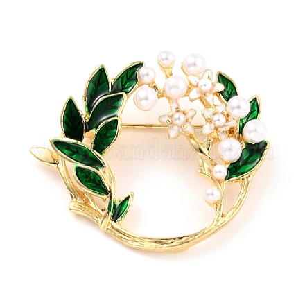 Garland Alloy Brooch with Resin Pearl JEWB-O009-08-1